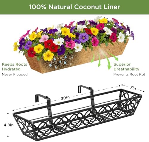Y&M 4-Pack 30 Inch Railing Planter Boxes 24 Inch 2 Pack, Hanging
