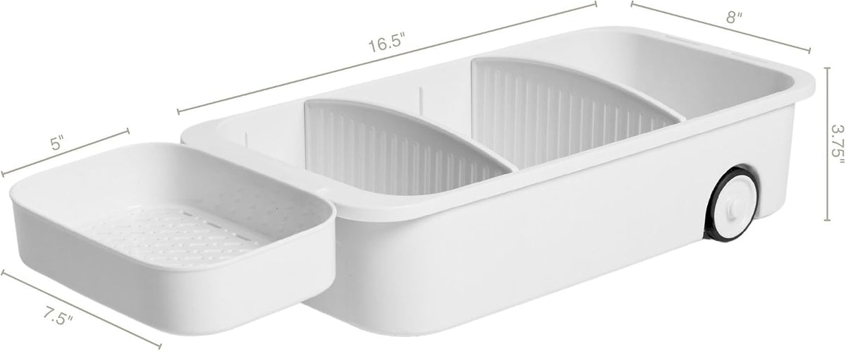 GAROOD Kitchen Under Sink Organizer Cleaning Supply Caddy Storage Bin Under Sink Caddy Rolling Cleaning Organizer with wheels Pull out tray Bathroom Kitchen Organizers Storage 16.5*8*3.75 in - 1 pack - Field & Nook