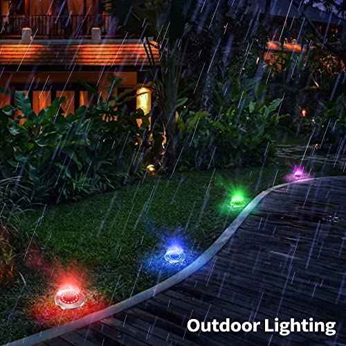 Brizled Solar Ground Lights 12 Pack 16 LED Color Changing Outdoor Lights | Multicolor Landscape Lighting; Inground Disk Light, Waterproof Disc Puck Light for Outside Yard Lawn Garden Pathway Walkway