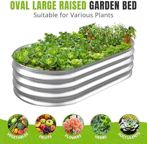 Sponvatt Raised Garden Bed - Outdoor Galvanized Raised Garden Bed