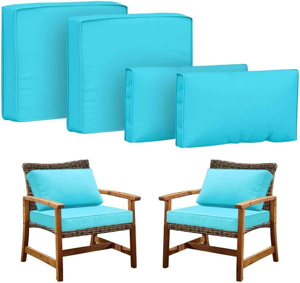 Covers for 4Pcs Patio Cushion 24.8X24.8x3.5inch Outdoor Furniture Cushion Slipcovers Replacement with Zipper Seat and Backrest Cover for Garden and Backyard (Cyan, 25.6x25.6x4inch(4Pack))