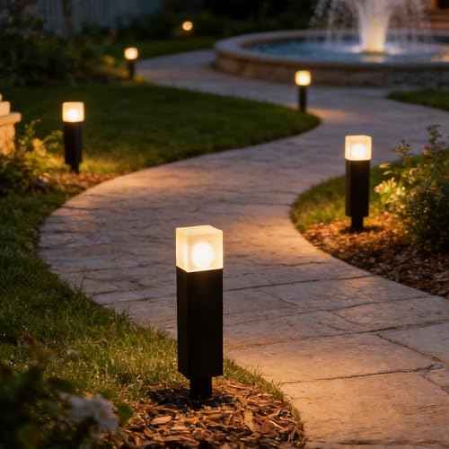 G4 LED Low Voltage Bollard Path Lights Brown 2 Pack | 1.2W 80LM 2700K Warm White Replaceable Bulb Metal Body Glass Head Metal Stake Quick Connector Walkway Yard Garden