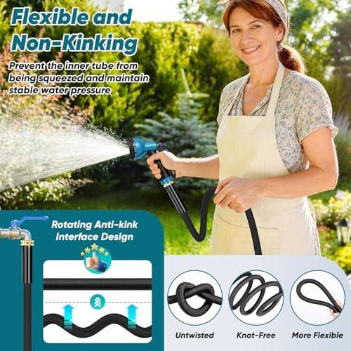 Garden Hose 100FT Non-Expanding, Lightweight Hose With 10-Function