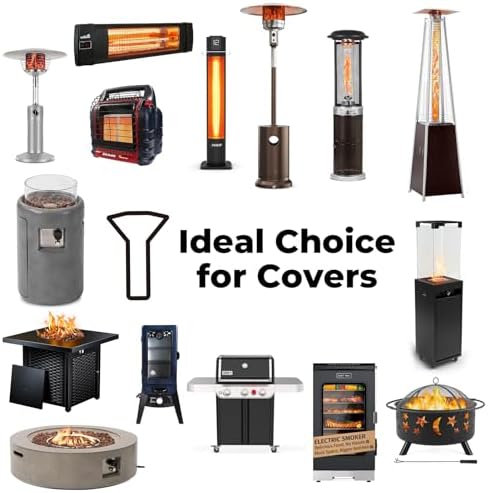 Patio Heater Covers, Heavy-duty and Weather-resistant Oxford Fabric, Waterproof, Dust-proof, Snow-proof, Windproof, with Zipper and Storage Bag (Round Stand Up)