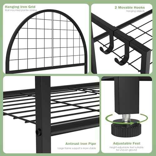 VGMiu 4 Tier Plant Stand Indoor Outdoor, Metal Plant Shelf for Multi Plants