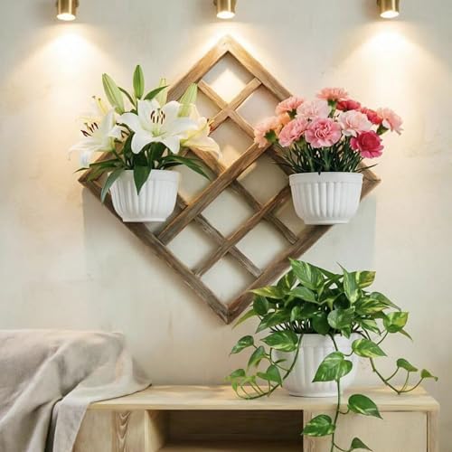 8 Pack Resin Wall Hanging Planter Pots Vertical Garden Living Wall Mount Window Hang Indoor Outdoor Plant Flower Basket for Kitchen Herbs Balcony Railing Shelf Fence Bedroom Trellis Decor Modern White