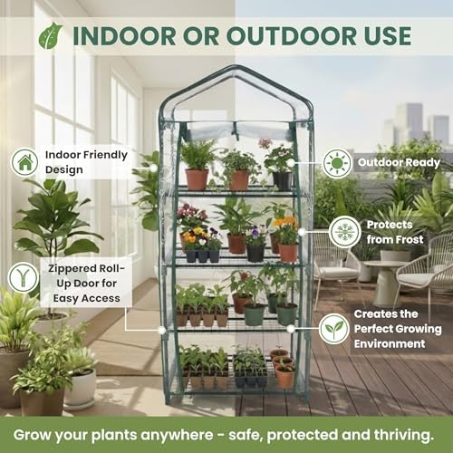 Pure Garden 4 Tier Mini Greenhouse, 27.5x19x63-Inch