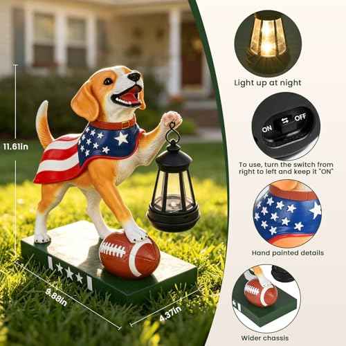 Solar Dog Garden Statues with Clearance Lights, 11 Inch Dog Figurine Home Decor, Garden Decor for Yard Lawn Porch Patio Balcony Home House, Birthday Gifts for Mom, Grandma, Women, Father, and Children
