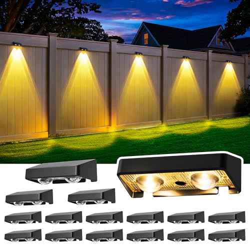 Color-Changing Solar Fence Lights – 16 Pack