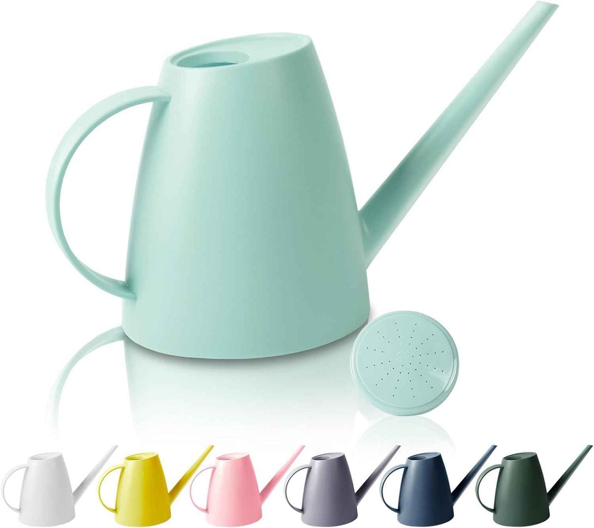 Watering Can for Indoor Outdoor Plants, Modern Small Watering Cans with Removable Nozzle, Long Spout Watering Can for Indoor Bonsai Plants Garden Flowers 1/2 Gallon 1.8L 60OZ (Green)