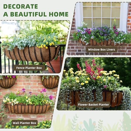 24 inch Coco Liners Trough 3 Pack for Window Boxes Planters, Coconut