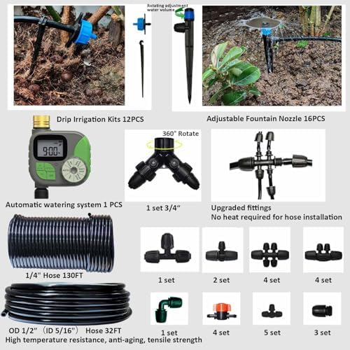 Drip Irrigation System with Water Timer Auto Watering System for