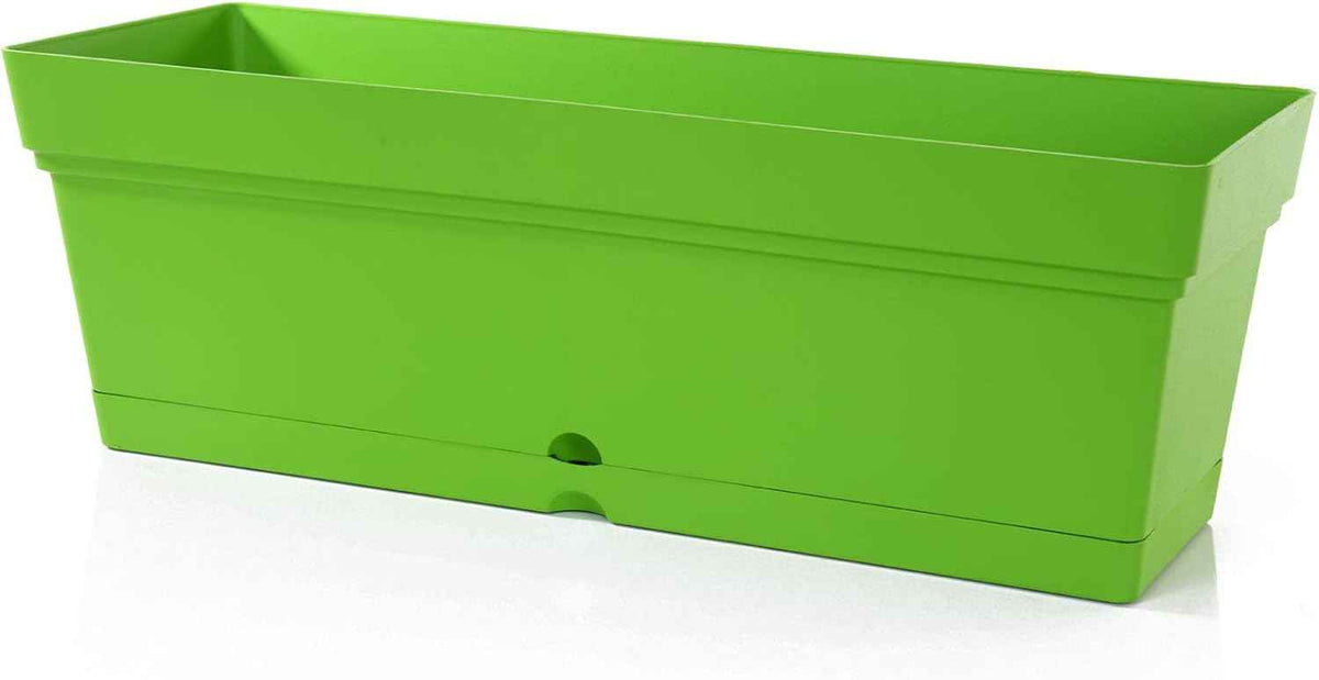 Mintra Window Box Planter, Window Planter Box for Indoor Outdoor Use, Rectangular Pots with Saucers & Drainage Holes, Decorative Plant Pots for Window Sill, Shelf, Desktop, 19" Wx6.75 H, Light Green