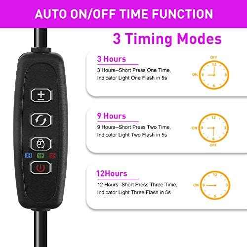 LED Grow Lights for Indoor Plants 20 LED, Plant Growing Lights Full Spectrum Auto ON Off with 3/9/12H Timer, 9 Dimmable Lightness Clip-On Desk Grow Lamp Bulb