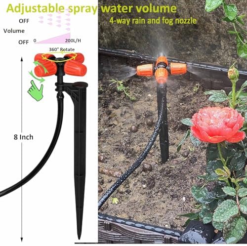Drip Irrigation Kit Automatic Watering System with Water Timer 64FT