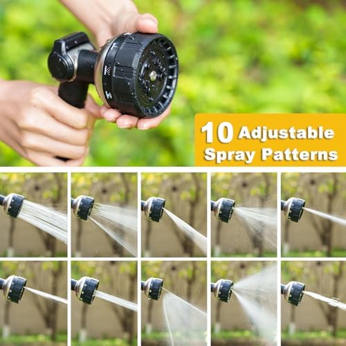 FANHAO Thumb Control Garden Hose Nozzle Heavy Duty Metal, 10 Spray Patterns