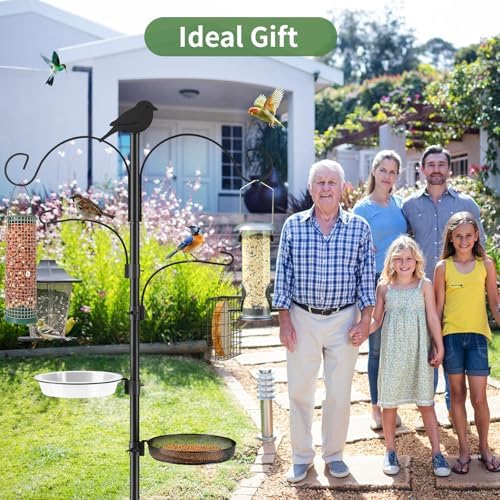 Bird Feeder Pole, 91in 4 Hook Bird Feeding Station Kit with Adjustable
