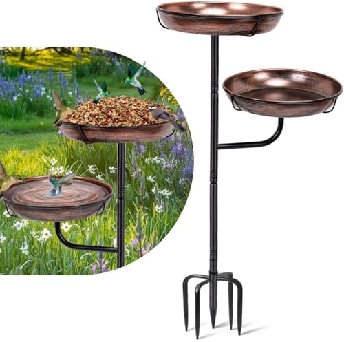 ZMCYNG Metal Bird Bath for Outside, 41in Standing Bird Bath Feeder Bowl