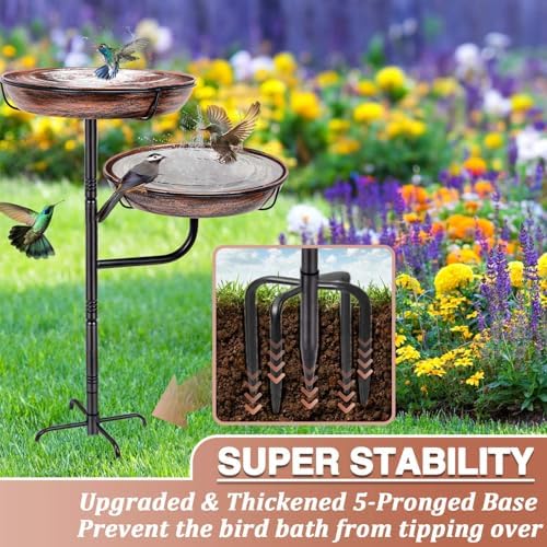 ZMCYNG Metal Bird Bath for Outside, 41in Standing Bird Bath Feeder Bowl