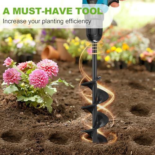 Auger Drill Bit for Planting 1.6 x 9 Inch, Garden Spiral Hole Drill
