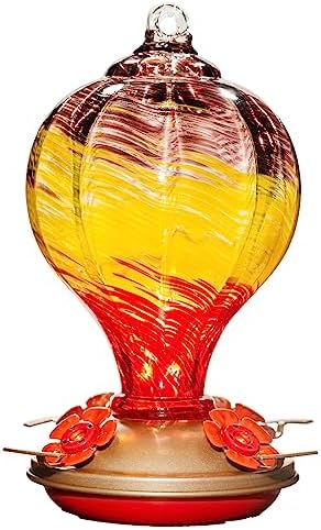 Gifts for Women Hummingbird Feeders, 34OZ Hand Blown Glass Hummingbird