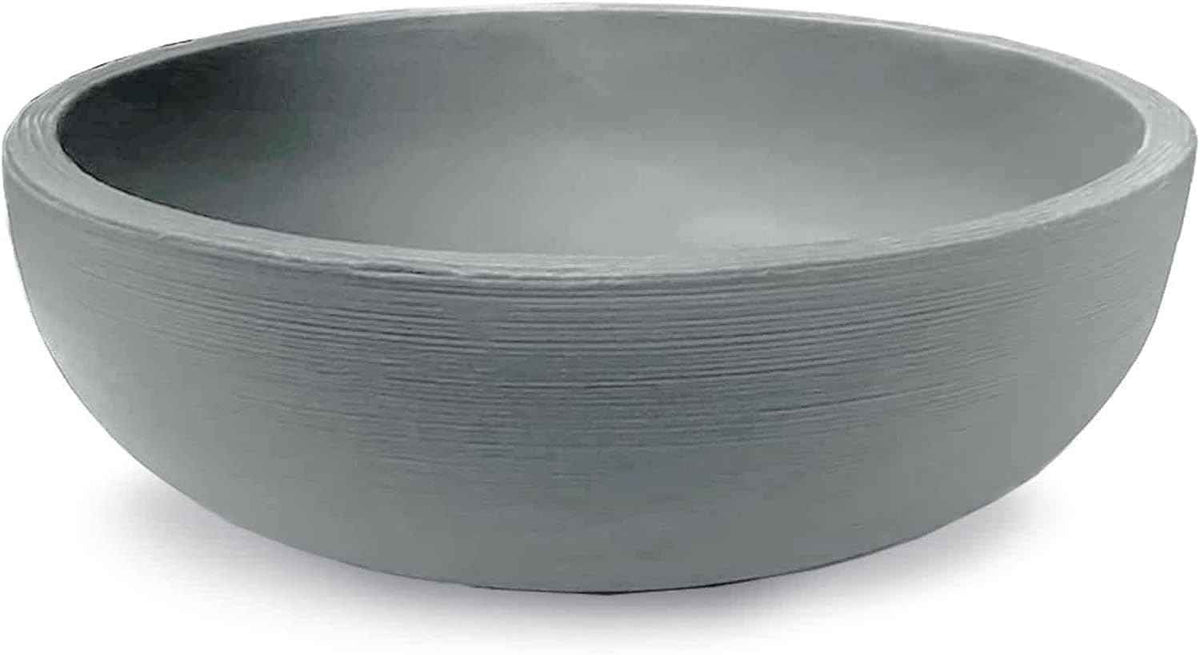 Crescent Garden Orinoco Planter Bowl – Double-Walled Resin Pot for Succulents, Flowers Without Drain Hole - 21" W x 8.25" H (Weathered Concrete)