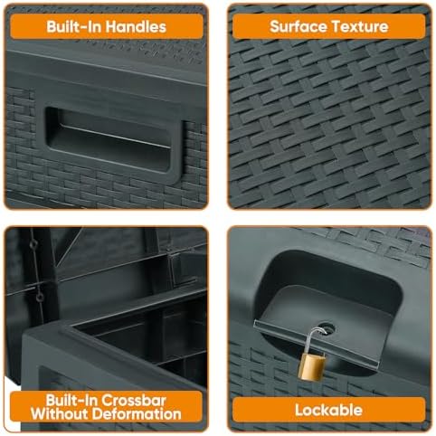 ZYJOYY 100 Gallon Resin Deck Box Waterproof Outdoor Storage Box and
