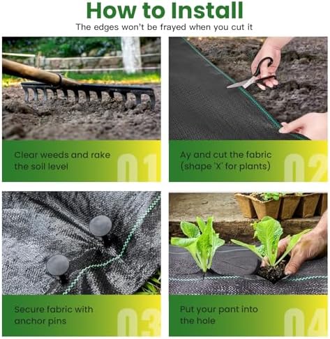 KAKO 3 x 100Ft Weed Barrier Fabric, Heavy Duty Weed Barrier Landscape