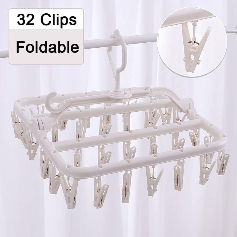 Foldable Clip Drying Hanger – 32 Clips for Delicates and Socks