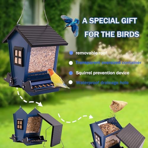 Squirrel Proof Bird Feeders for Outdoors with Weight-Activated, Metal