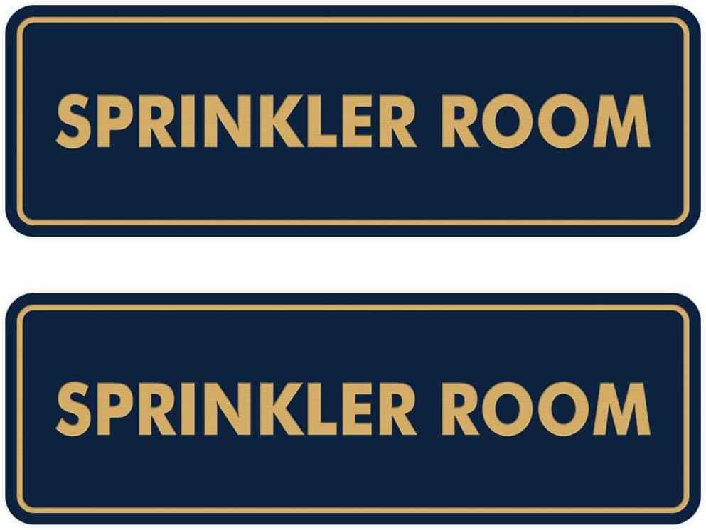 Signs ByLITA Standard Sprinkler Room Sign (Navy Blue/Gold) - Medium 2 Pack