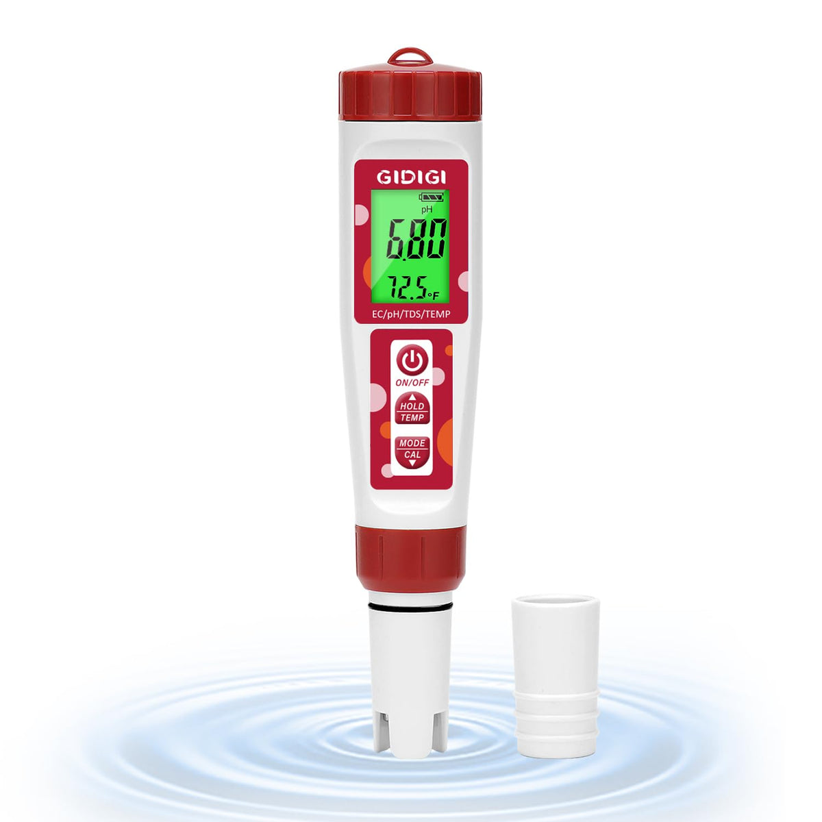 pH Meter for Water, 4 in 1 EC PPM Temp pH Tester for Hydroponic, TDS Water Tester for Drinking Water, Digital pH Meter with Backlit & ATC for Hydroponic Nutrient, Pool, Aquarium, Home Use