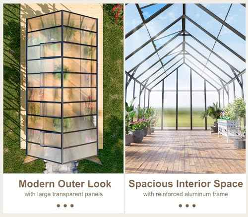 16x10x10 FT Large Greenhouse for Outdoor, Easy Assembly Aluminum Frame Heavy Duty Green House with Transparent Roof Vents Lockable Swing Door Walk in Greenhouses for Garden Plant Flowers