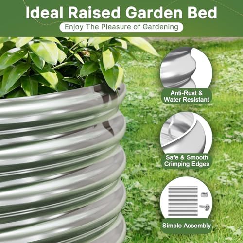 3 PCS Galvanized Raised Garden Bed Outdoor, Metal Garden Bed for