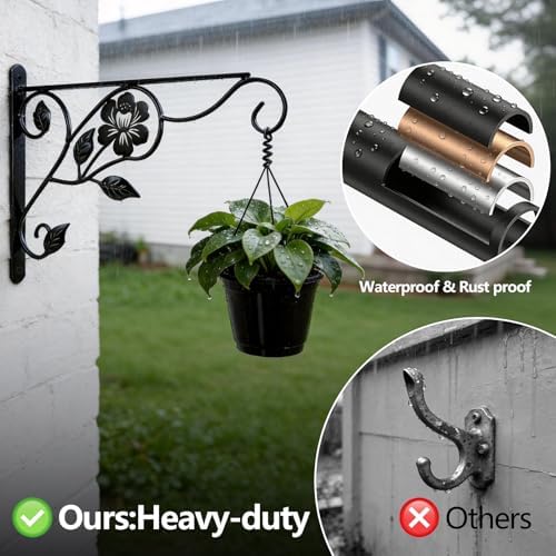 2 Pack Hanging Plant Brackets,Heavy Duty Plant Hangers Iron Hooks