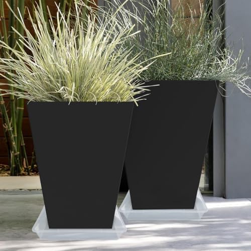 LWALRS Square Plant Saucer 8 Inch 5 Pack, Thick Clear Plastic Flower