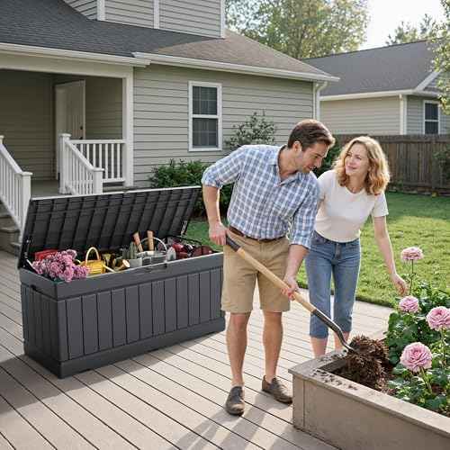 Flamaker Outdoor Storage Box 80 Gallon Resin Waterproof Deck Box