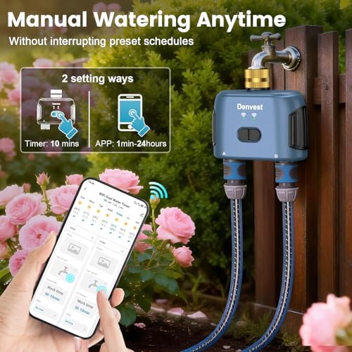 WiFi Water Timer for Garden Hose with Brass Inlet,Smart Hose Timer