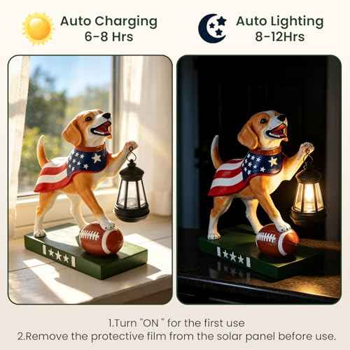 Solar Dog Garden Statues with Clearance Lights, 11 Inch Dog Figurine Home Decor, Garden Decor for Yard Lawn Porch Patio Balcony Home House, Birthday Gifts for Mom, Grandma, Women, Father, and Children