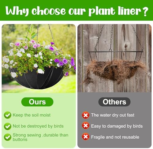 Adnee 4 Pcs 16 Inch Fabric Planter Basket Liner-Felt Flower Pot