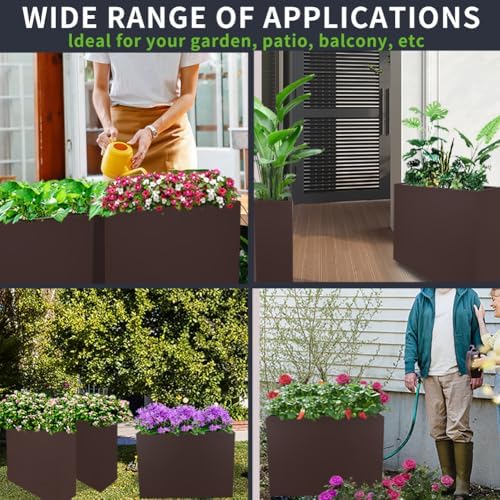 Metal Tall Long Planter Box Large Rectangular Planter Flower Pot with