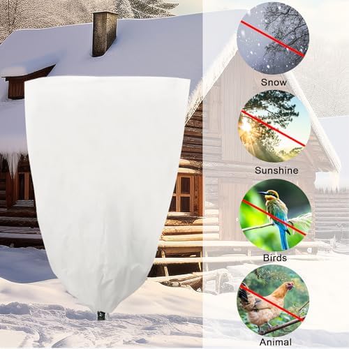 YDSL 3 Pack Plant Covers Freeze Protection, 48"×72" 1.77oz/yd² Plant Frost Covers for Outdoor Plants Shrub Potted Plants Use, Winter Cloth Plant Tree Cover with Drawstring for Cold Weather