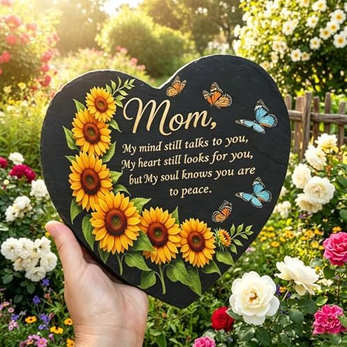 Sympathy Gifts for Loss of Loved One with Bracket, Memorial Garden Stones in Memory of Mom Gifts, Condolence Bereavement Gift for Garden Outside, or Home Decor 7.87inch