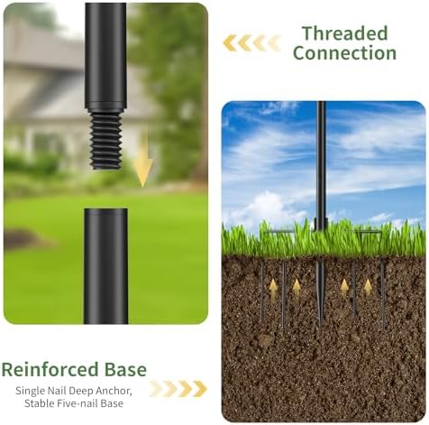 Bird Feeder Pole, 91in 4 Hook Bird Feeding Station Kit with Adjustable