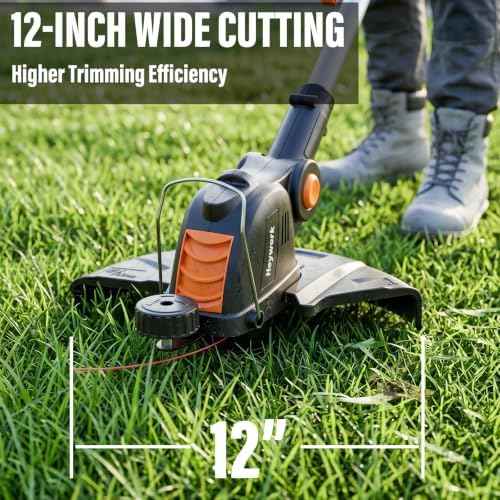 20V 12" Cordless String Trimmer, Electric Weed Wacker & Edger