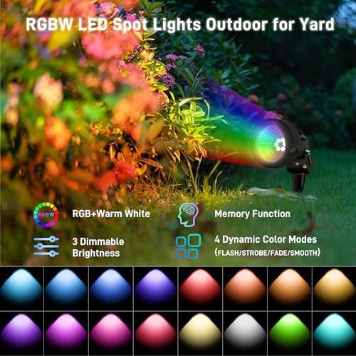 Christmas Landscape Lights 12W RGBW Outdoor Spot Lights for Yard, Low
