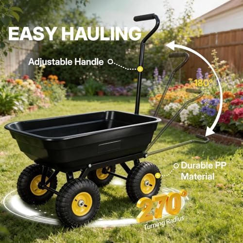 NORTHSKY Garden Dump Cart Wagon 600 Lbs,Heavy Duty Yard Wheelbarrow