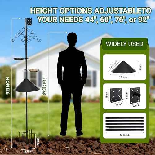 92 Inch Bird Feeder Pole for Outdoors, Heavy Duty Squirrel Proof Baffle