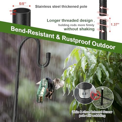 Bird Feeder Garden Hook - Heavy Duty Hummingbird Stand with Anti-tip