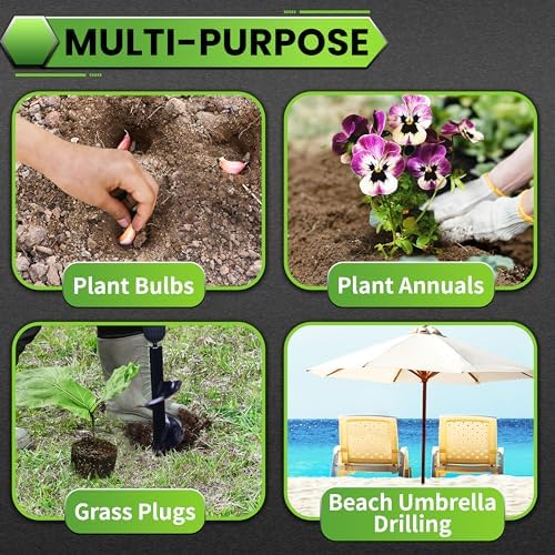 Auger Drill Bit for Planting - 4"X16" Heavy-Duty Auger Post Hole